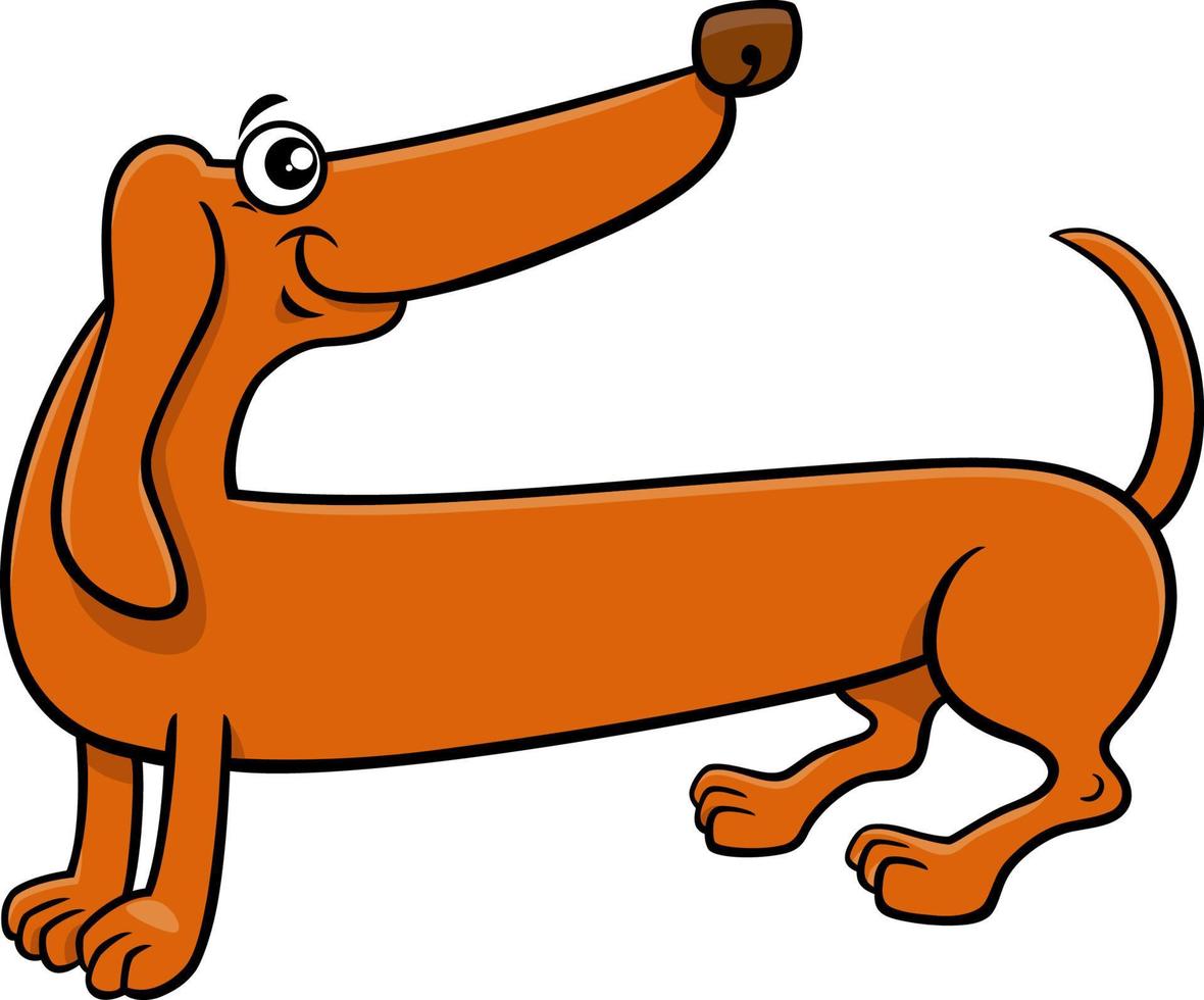personaje de animal cómico de perro salchicha de pura raza de dibujos animados vector