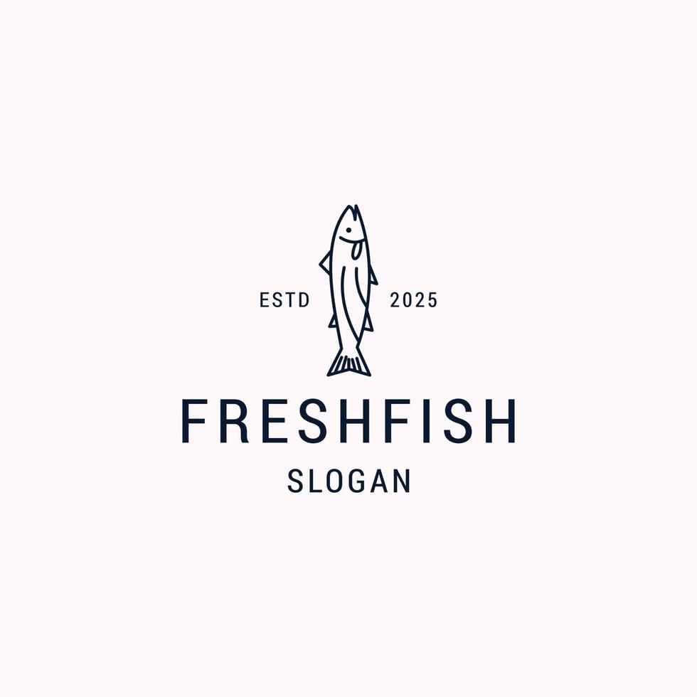 Ilustración de vector de plantilla de diseño de icono de logotipo de pescado fresco