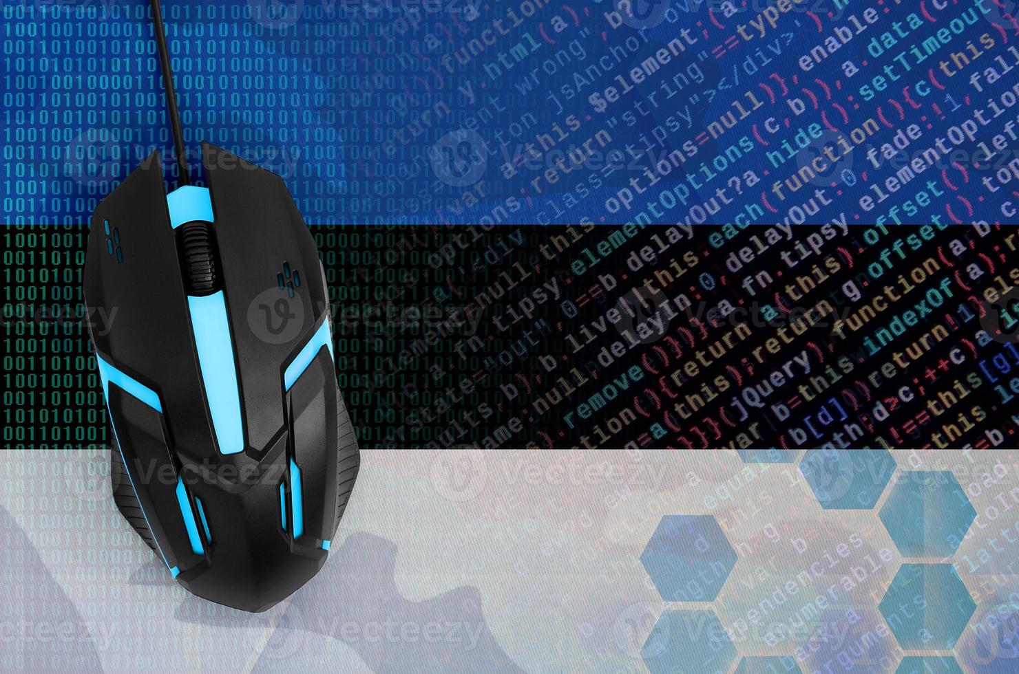 Estonia flag  and computer mouse. Digital threat, illegal actions on the Internet photo