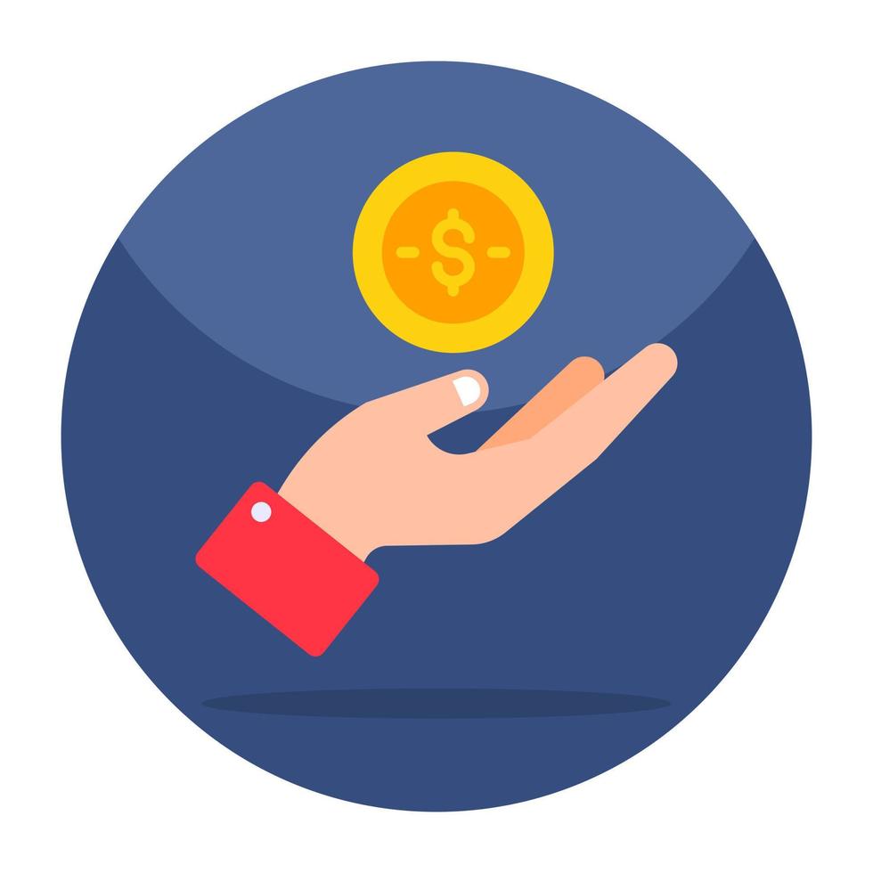 Dollar on hand, icon of giving money vector