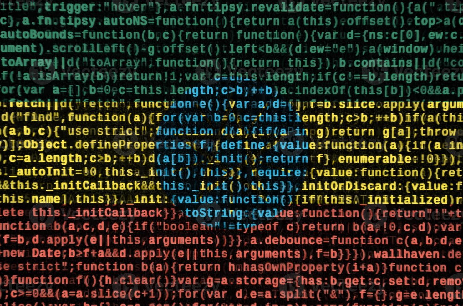 Ethiopia flag  is depicted on the screen with the program code. The concept of modern technology and site development photo