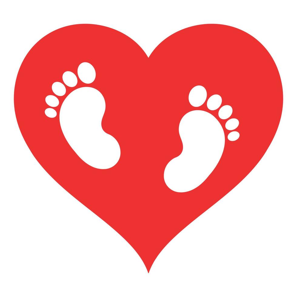 Illustration of traces of children's feet with a heart vector