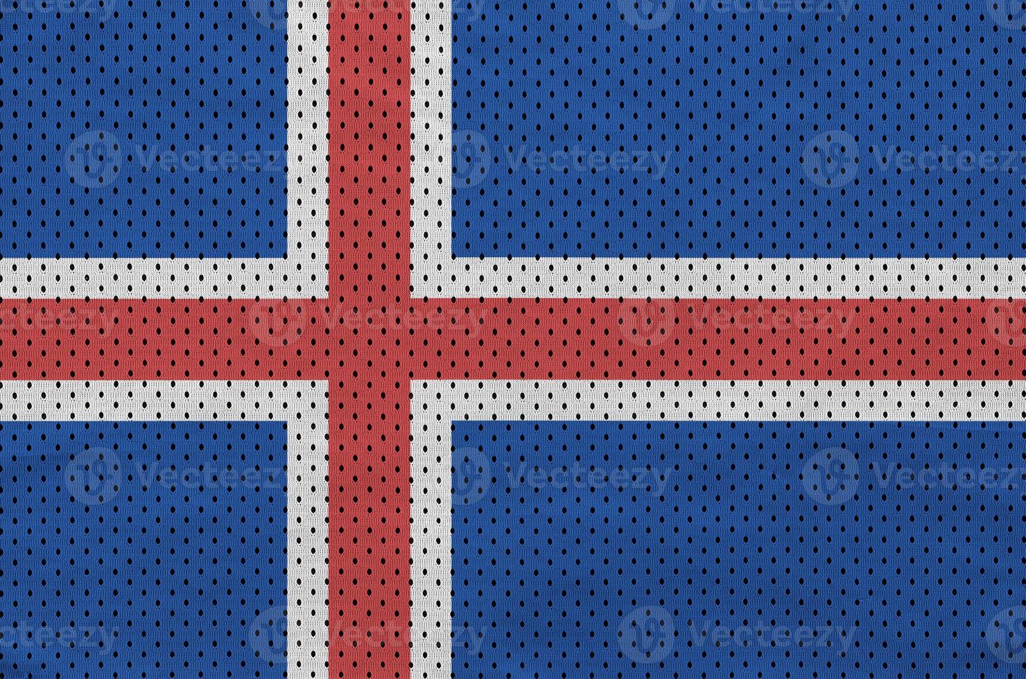 Iceland flag printed on a polyester nylon sportswear mesh fabric photo