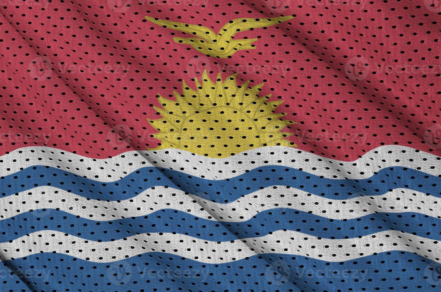 Kiribati flag printed on a polyester nylon sportswear mesh fabri photo