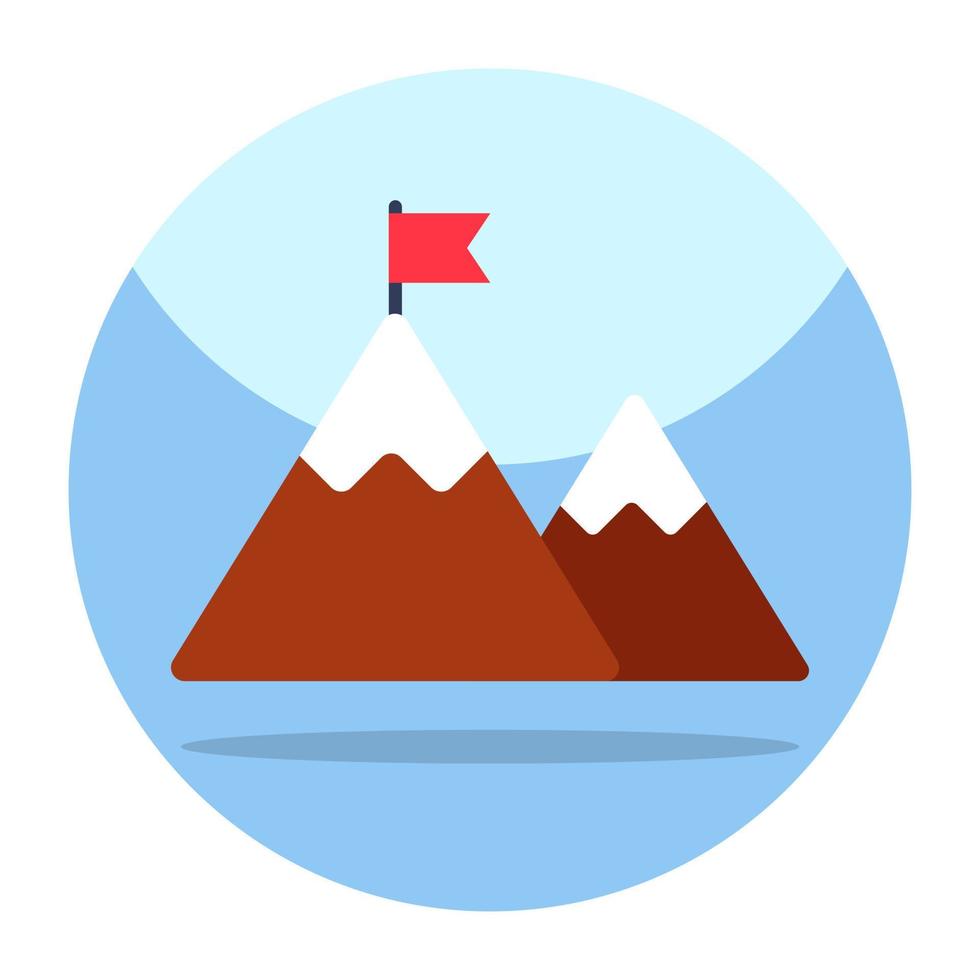 Flag on mountains showcasing missing accomplished concept icon vector