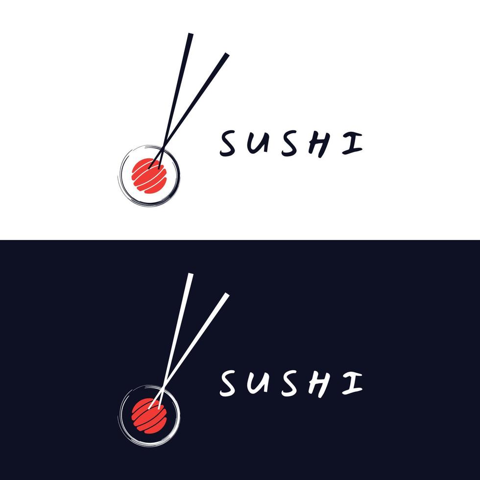 diseño de plantilla de logotipo de sushi. mariscos o cocina japonesa tradicional con salmón, comida deliciosa. logotipo para restaurante japonés, bar, tienda de sushi. vector