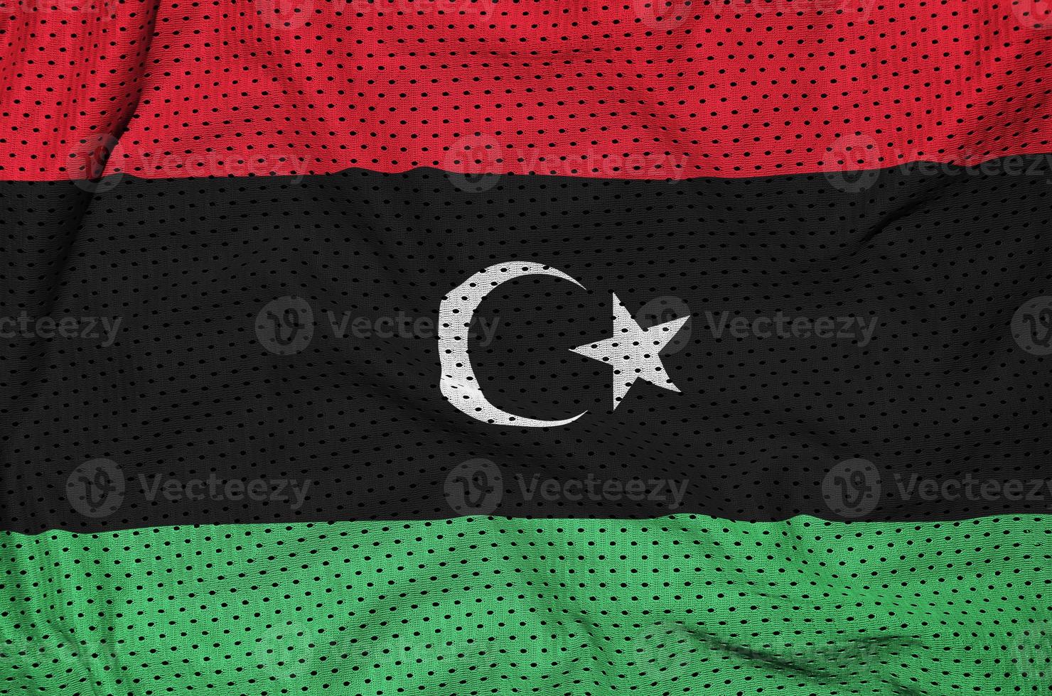 Libya flag printed on a polyester nylon sportswear mesh fabric w photo
