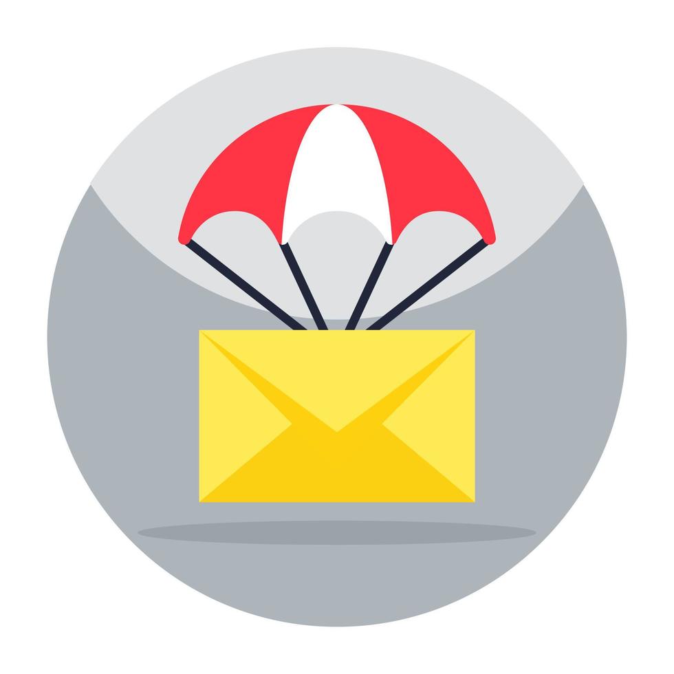 Editable design icon of parachute mail vector