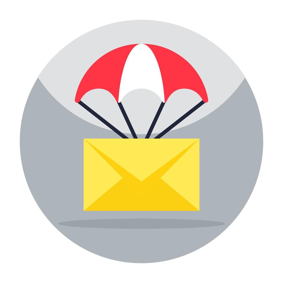 Editable design icon of parachute mail vector