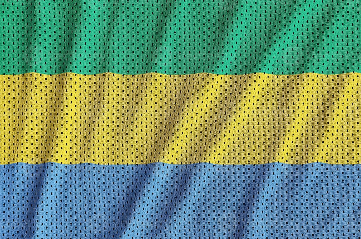 Gabon flag printed on a polyester nylon sportswear mesh fabric w photo