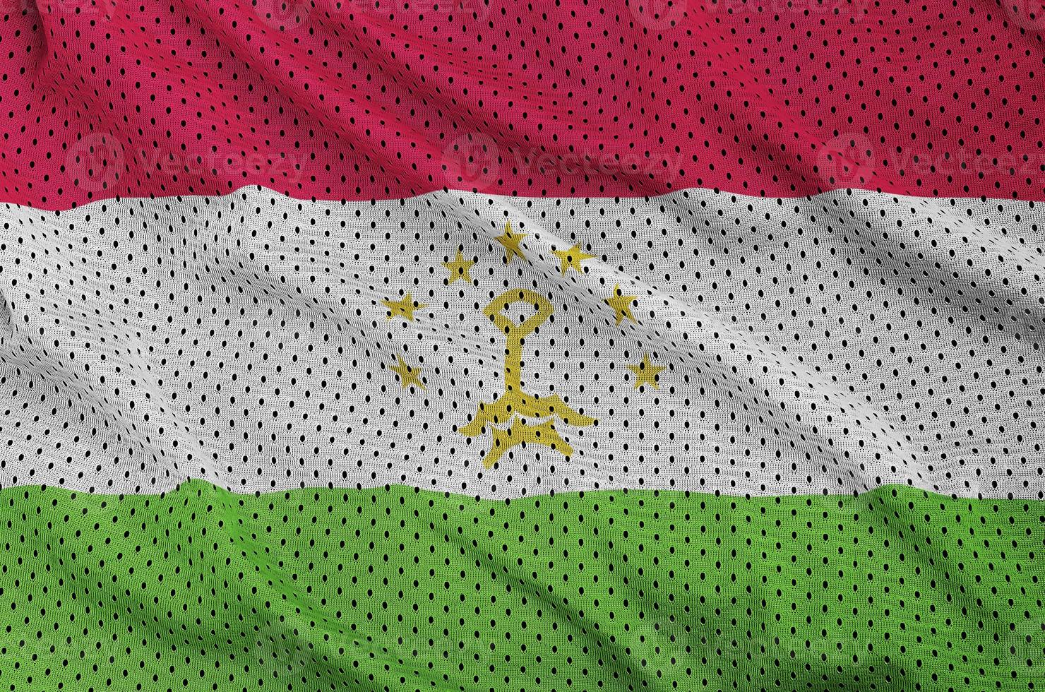 Tajikistan flag printed on a polyester nylon sportswear mesh fab photo