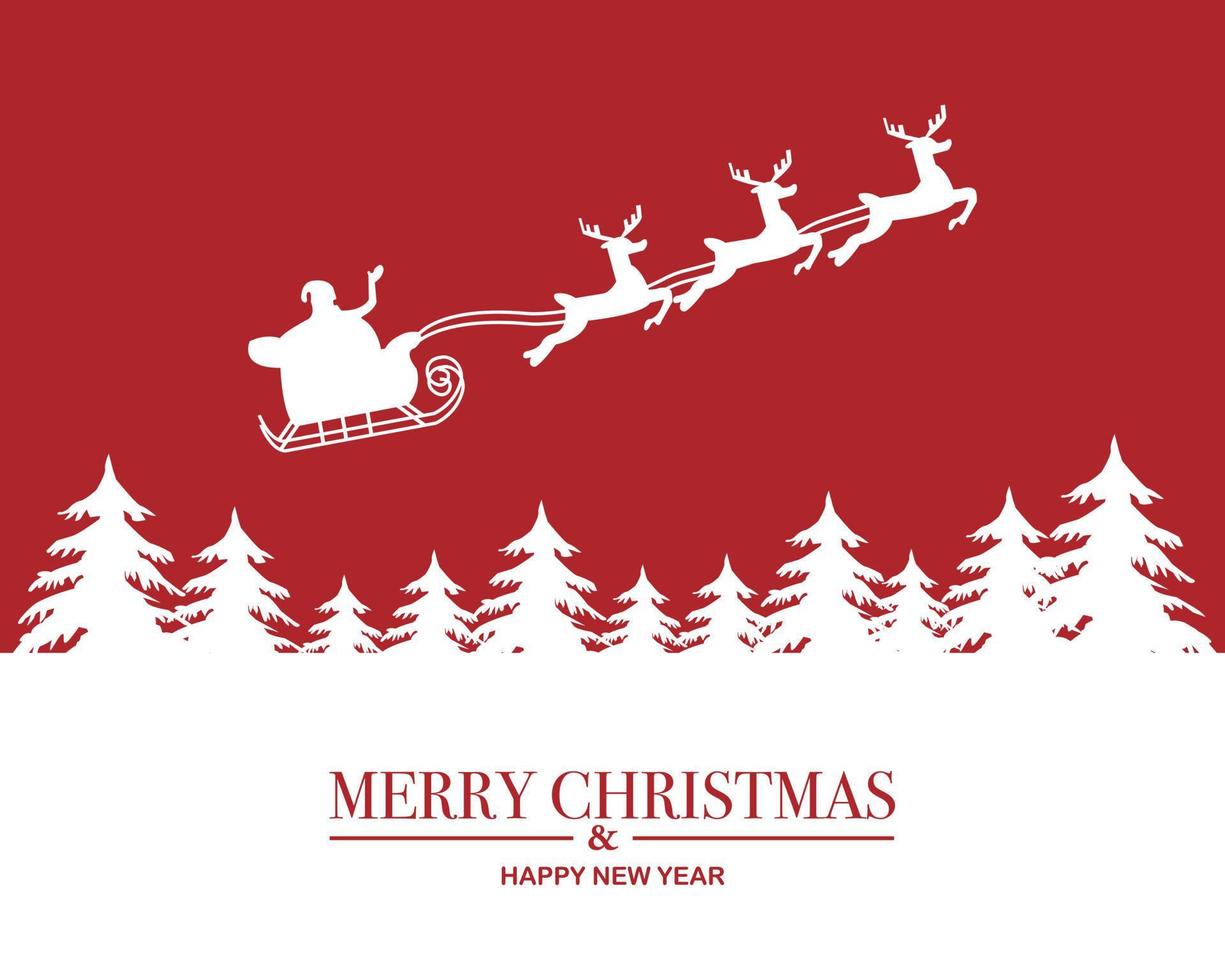 Merry Christmas Happy New Year Simple With Santa Claus Flat vector