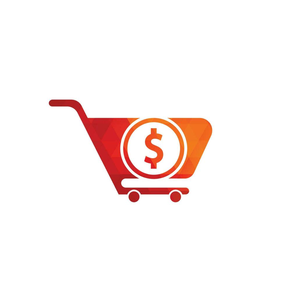 Dollar shopping cart vector icon. Money trolley simple solid icon. Fast Shop Logo Template Design.