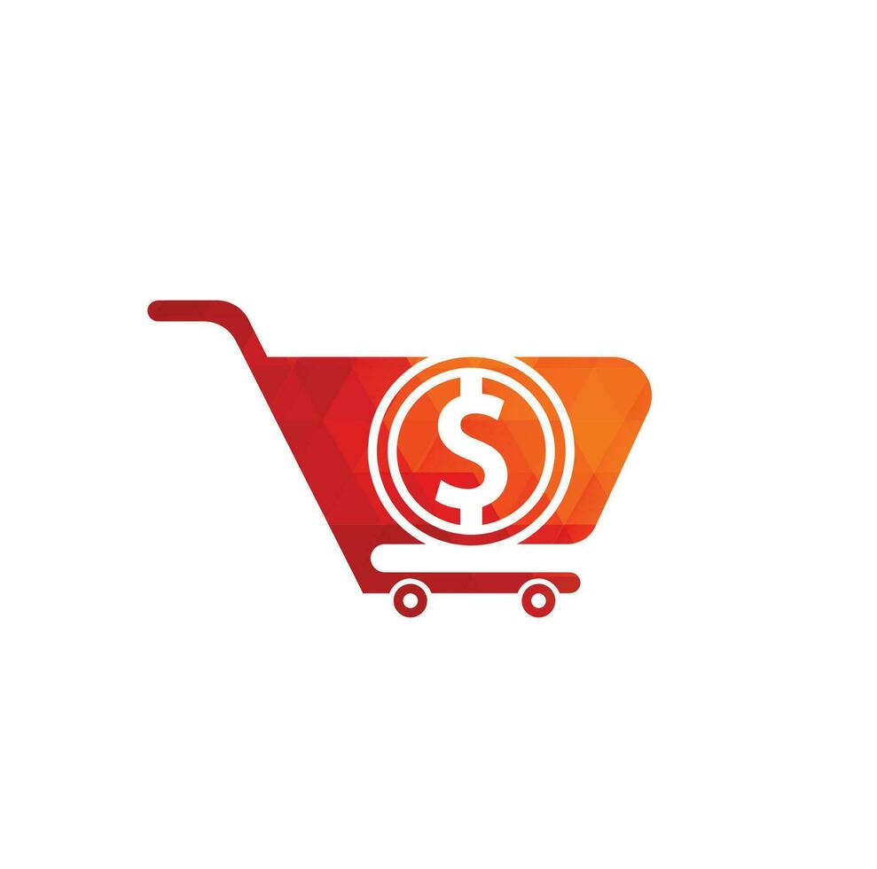 Dollar shopping cart vector icon. Money trolley simple solid icon. Fast Shop Logo Template Design.