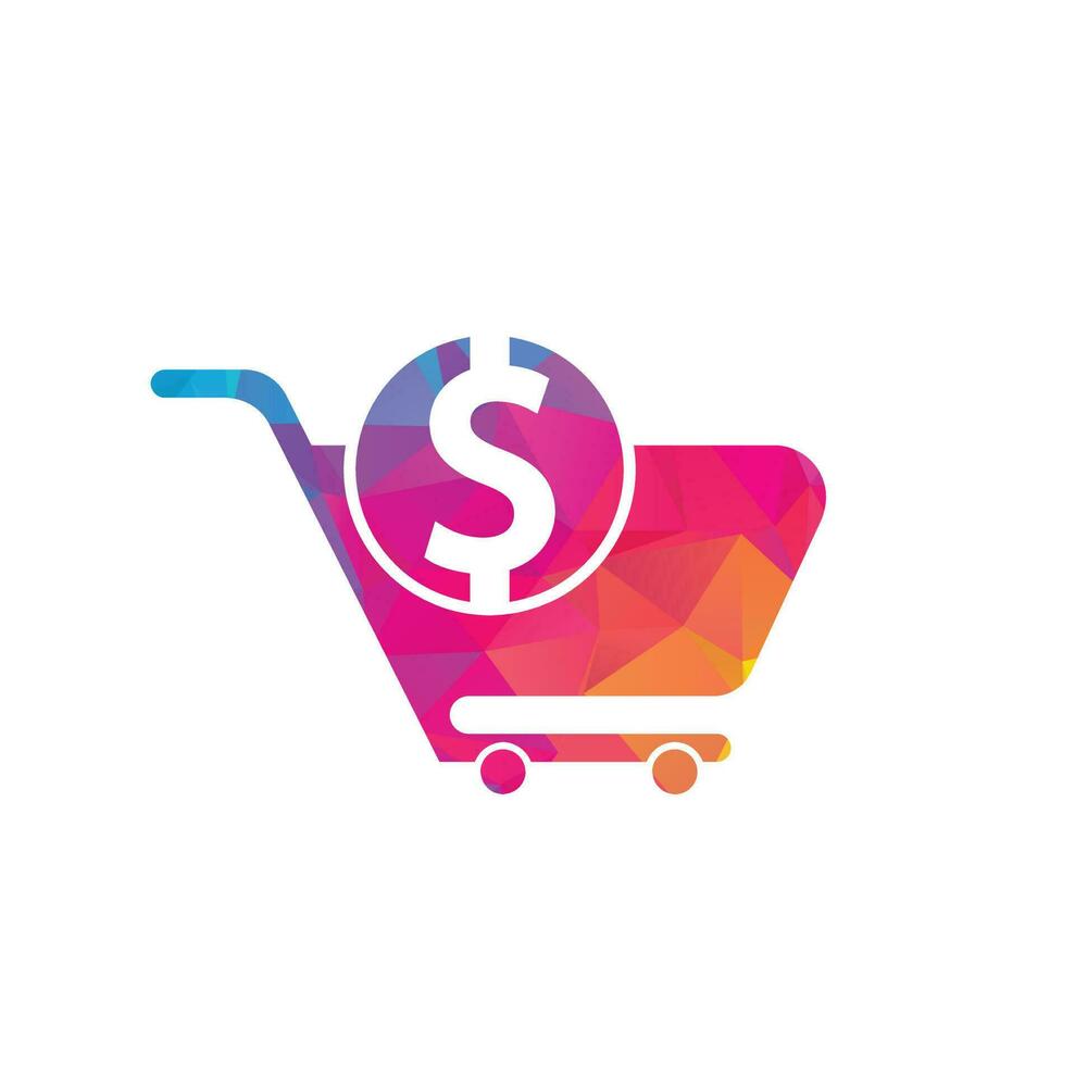 Dollar shopping cart vector icon. Money trolley simple solid icon. Fast Shop Logo Template Design.