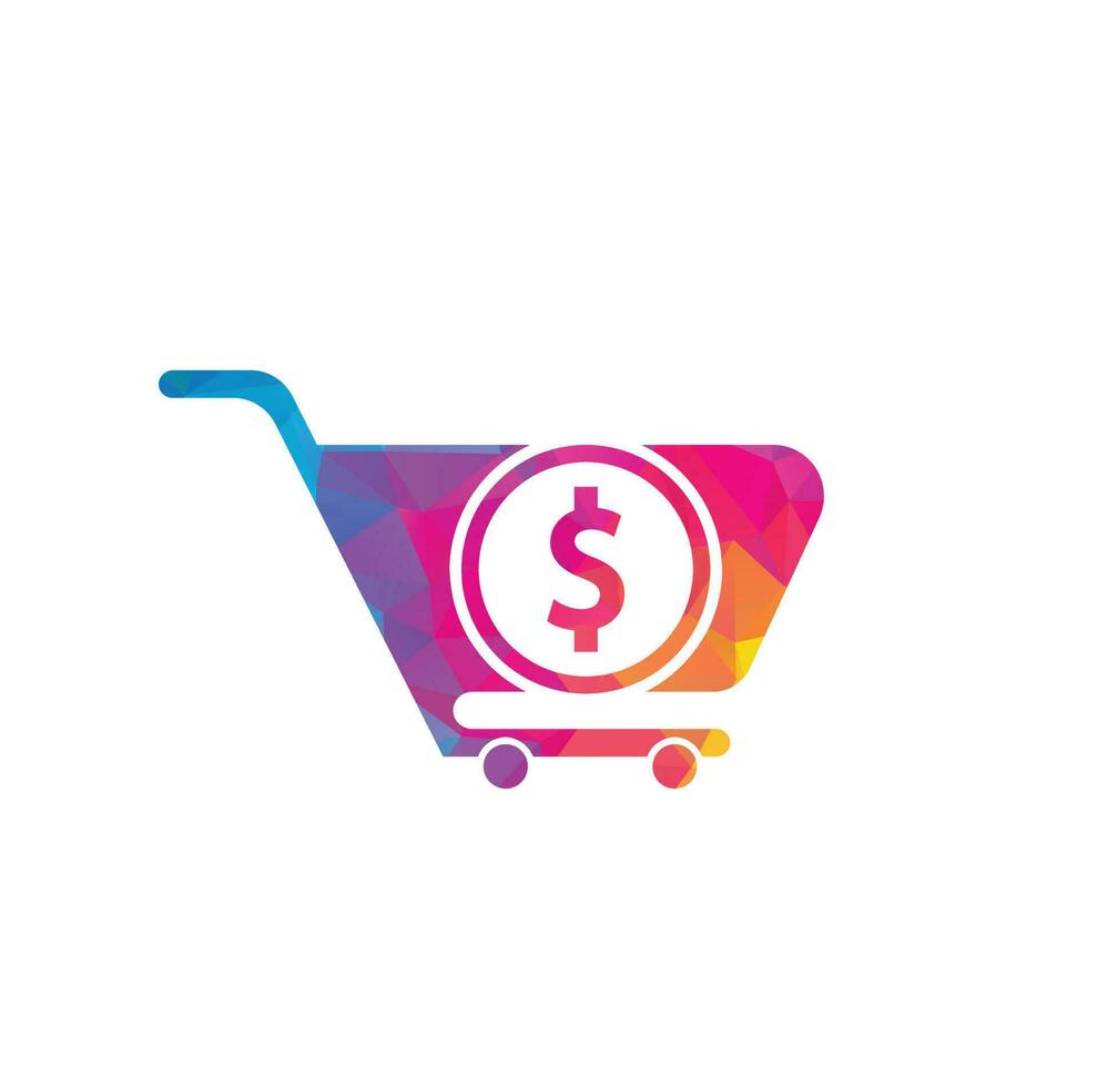 Dollar shopping cart vector icon. Money trolley simple solid icon. Fast Shop Logo Template Design.