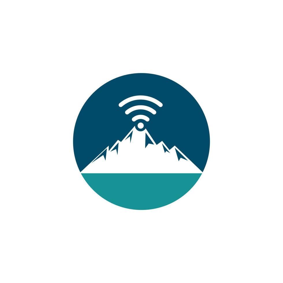 diseño de icono de logotipo de montaña wifi. plantilla de icono de señal de montaña. vector