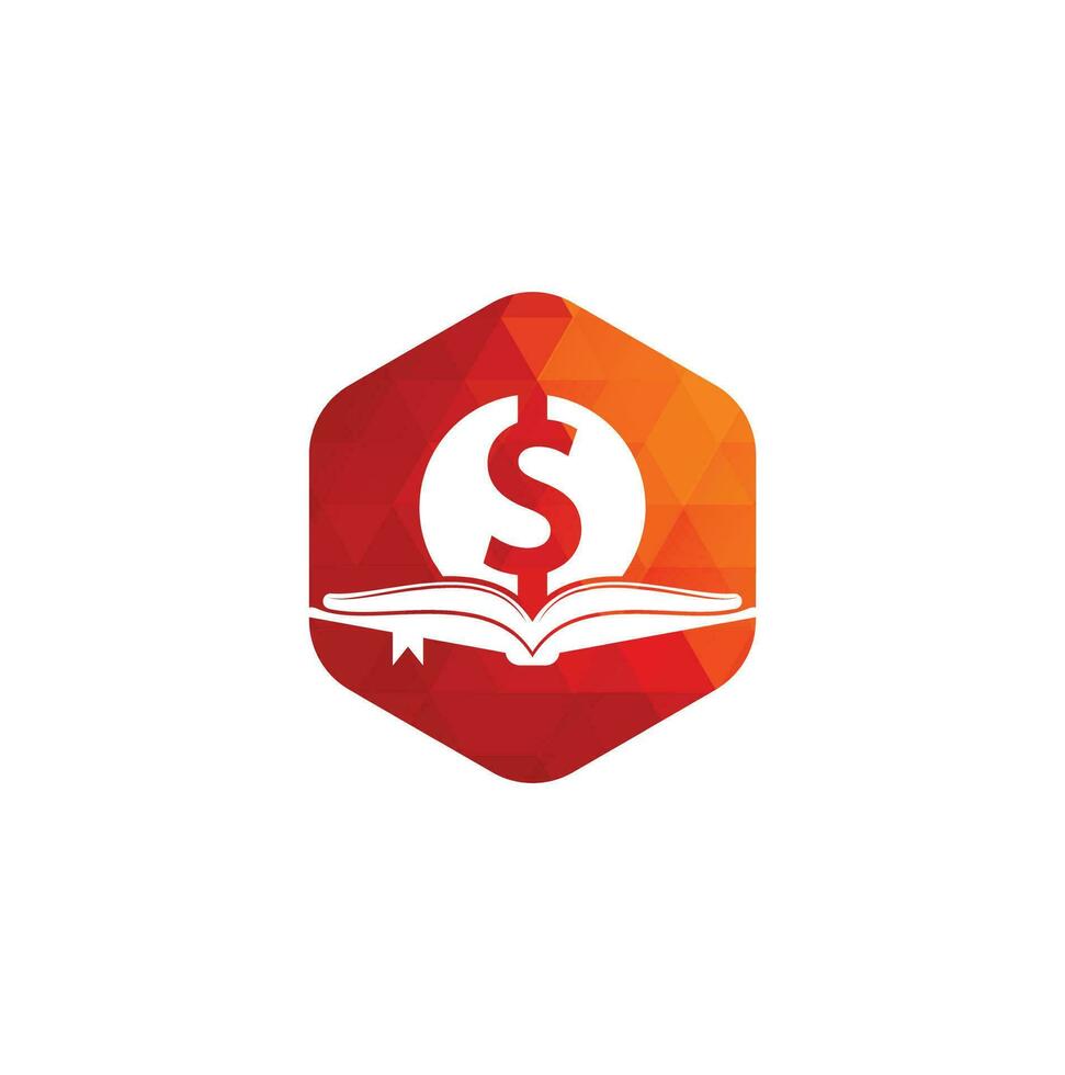 elemento de diseño del logotipo del icono del libro de dinero. icono de muñeca y libro con logo. vector