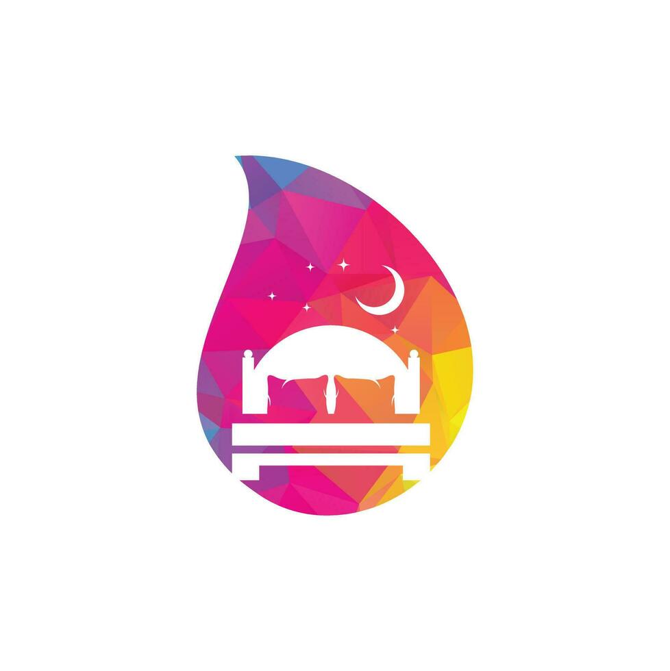Bed drop shape vector logo design. Bed store icon logo design