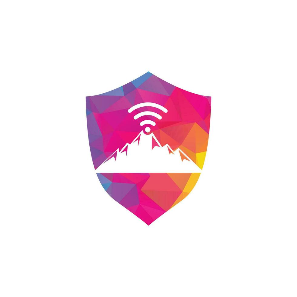 diseño de icono de logotipo de montaña wifi. plantilla de icono de señal de montaña. vector