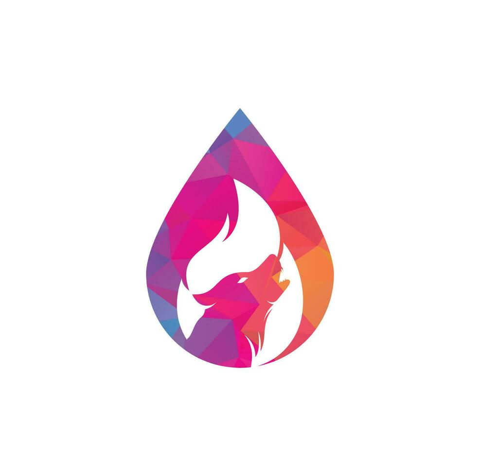 Wolf fire vector logo design template.