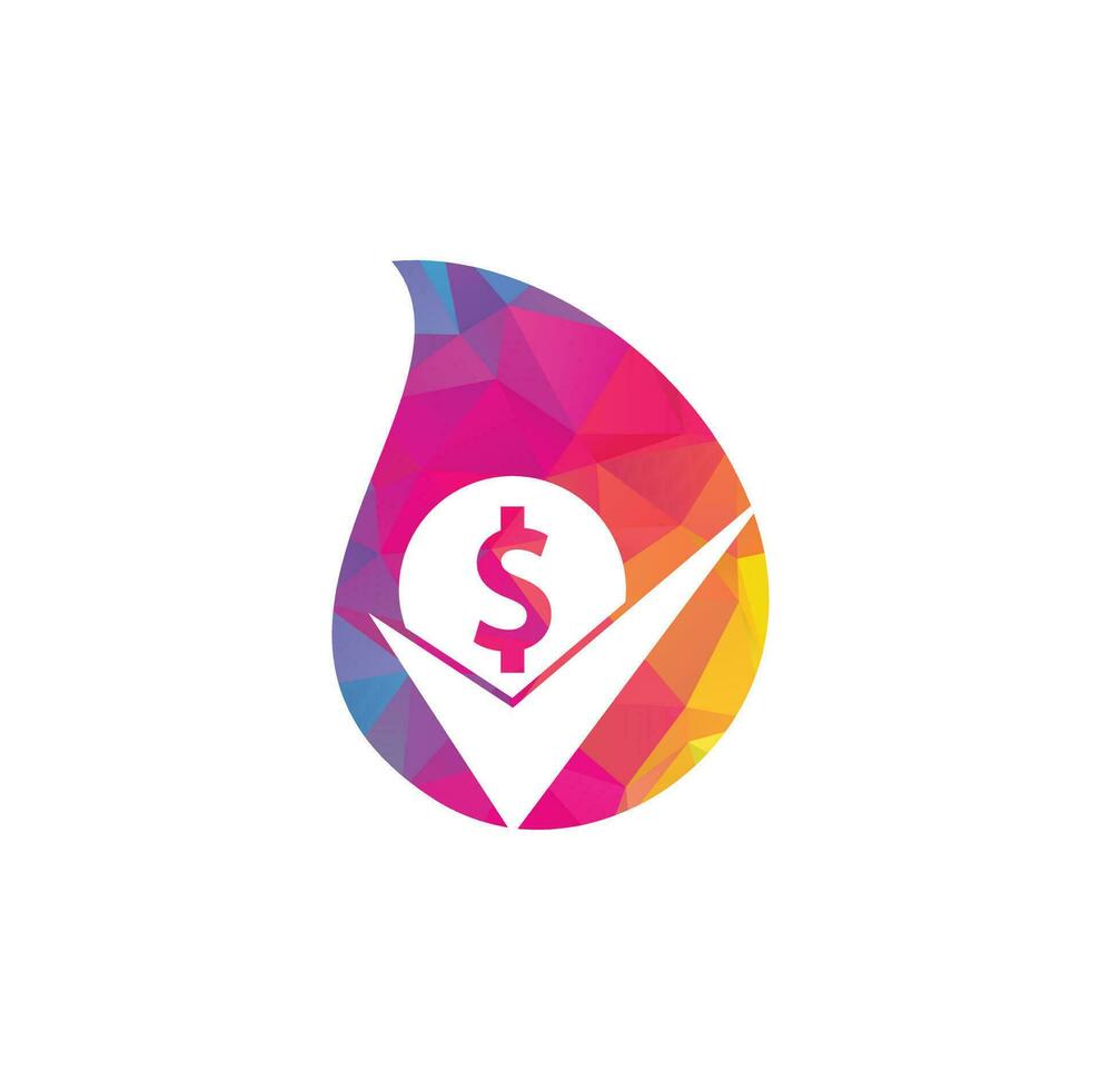 Money check drop shape concept logo design. Cash Icon symbol design. Good payment logo template vector