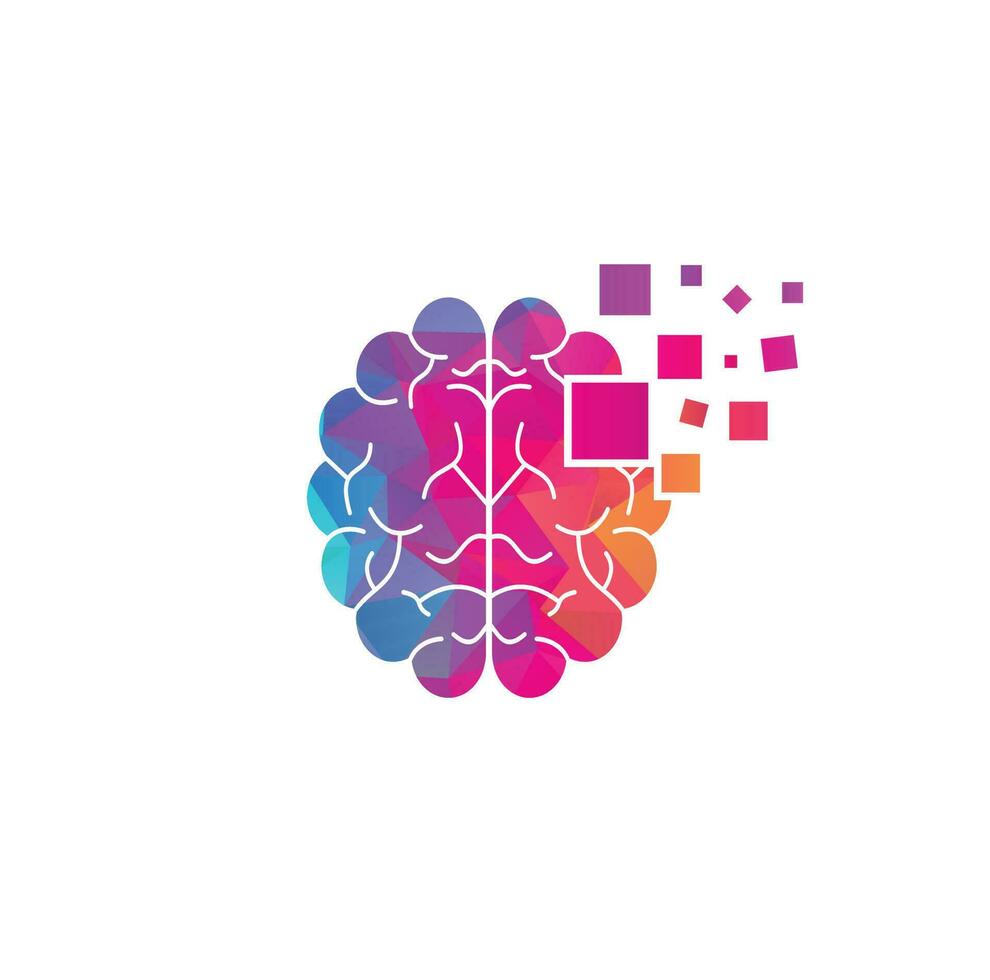 Ilustración de vector de diseño de logotipo de tecnología de cerebro digital.