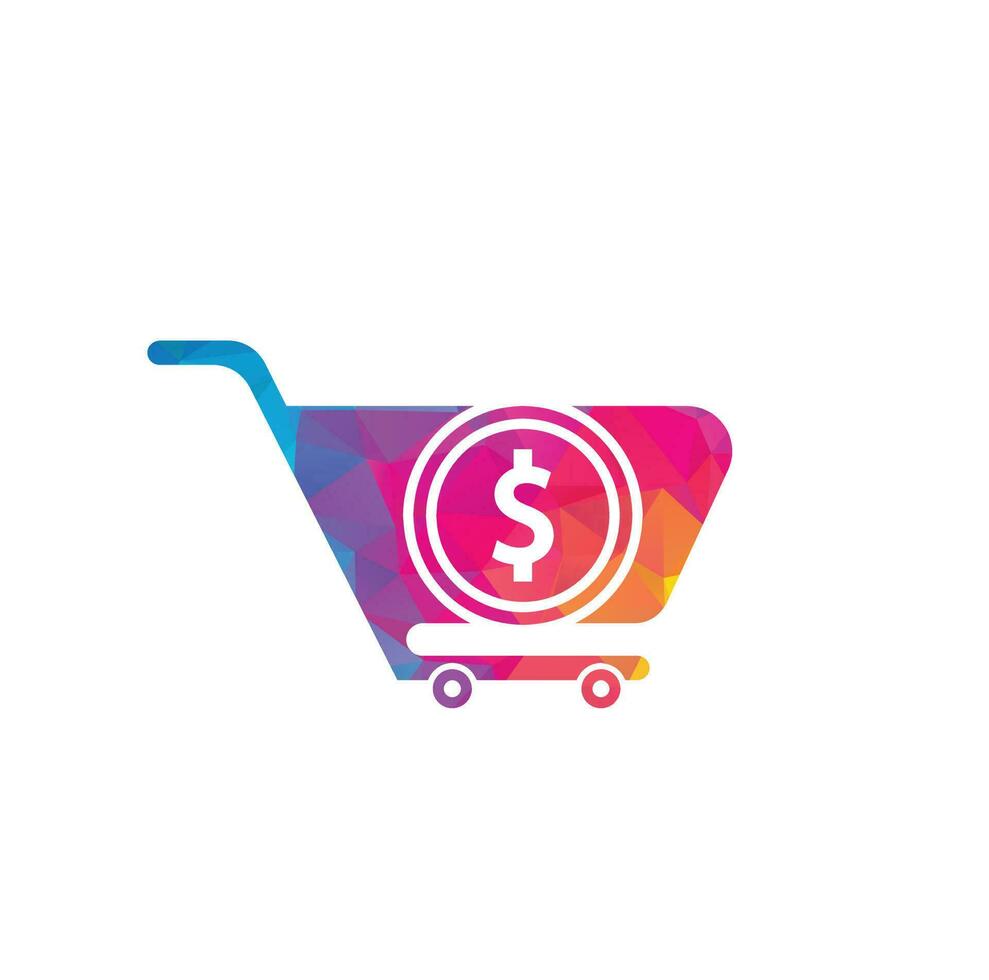 Dollar shopping cart vector icon. Money trolley simple solid icon. Fast Shop Logo Template Design.