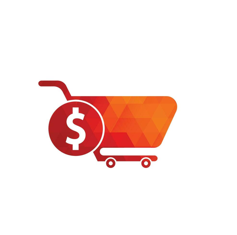 Dollar shopping cart vector icon. Money trolley simple solid icon. Fast Shop Logo Template Design.