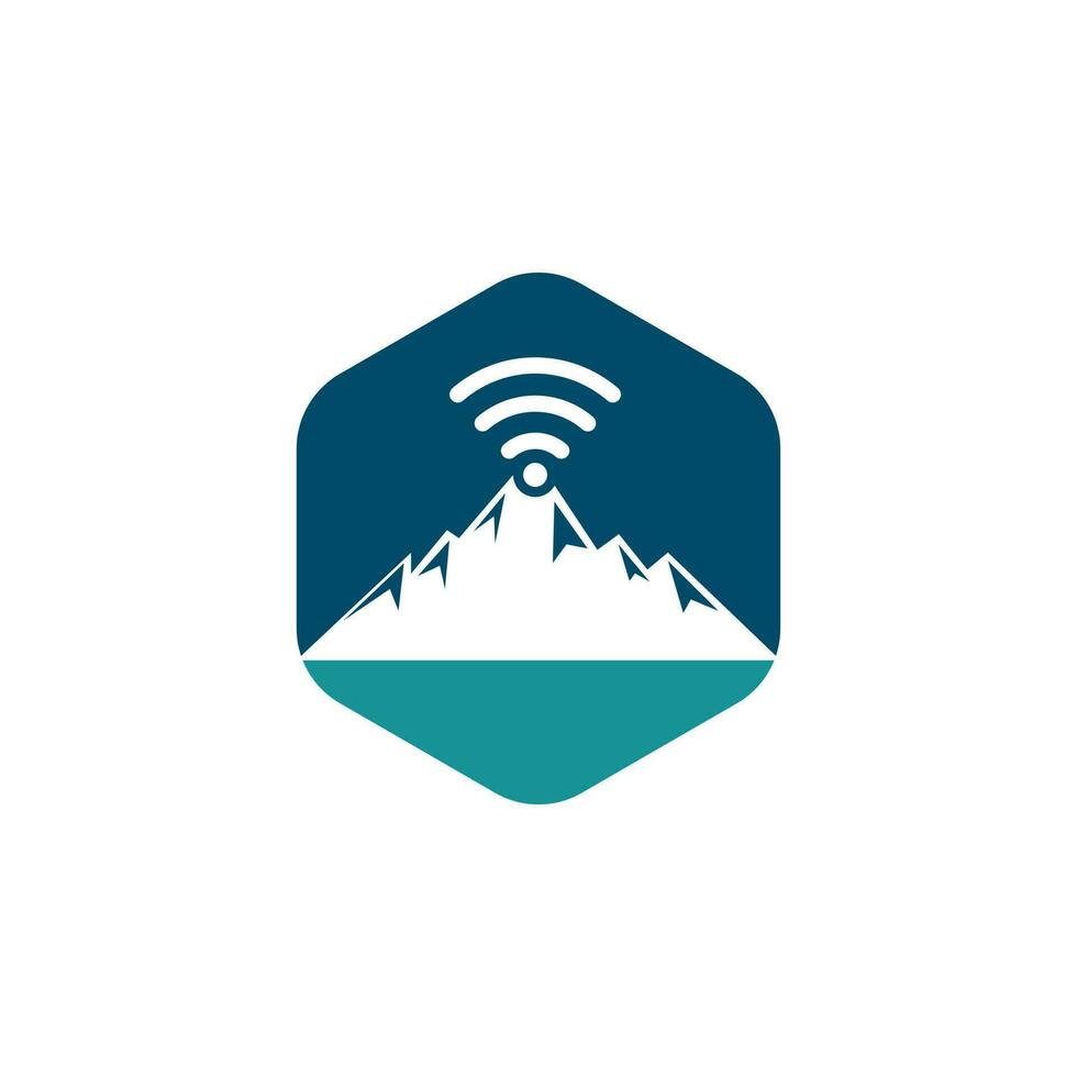 diseño de icono de logotipo de montaña wifi. plantilla de icono de señal de montaña. vector