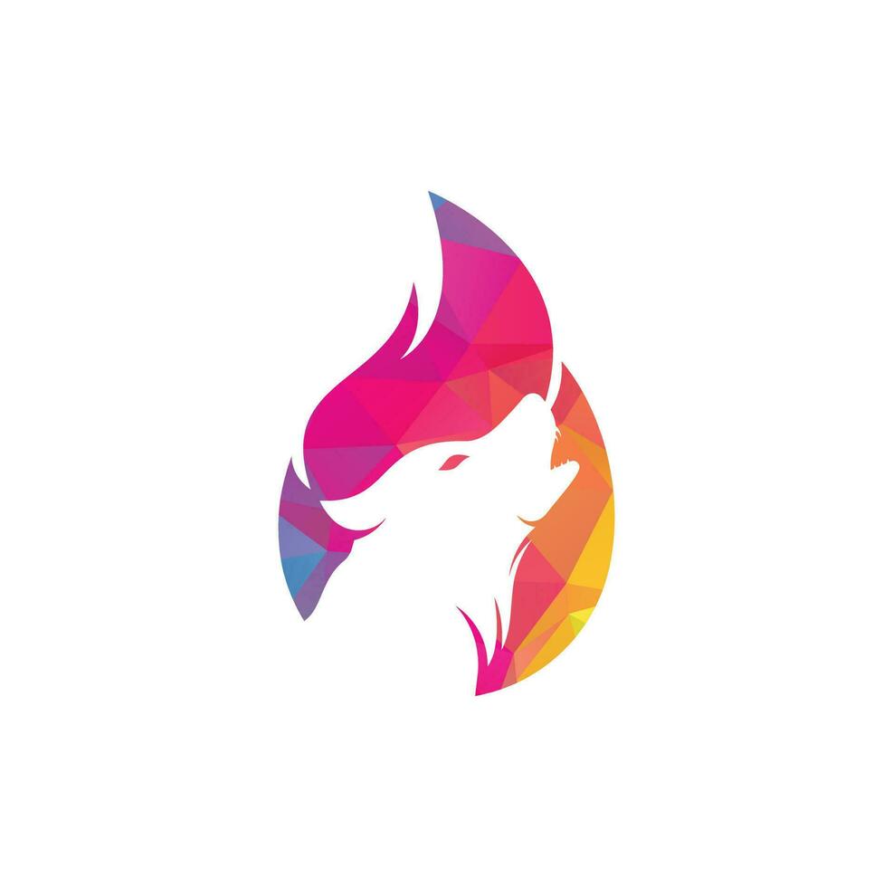 Wolf fire vector logo design template.