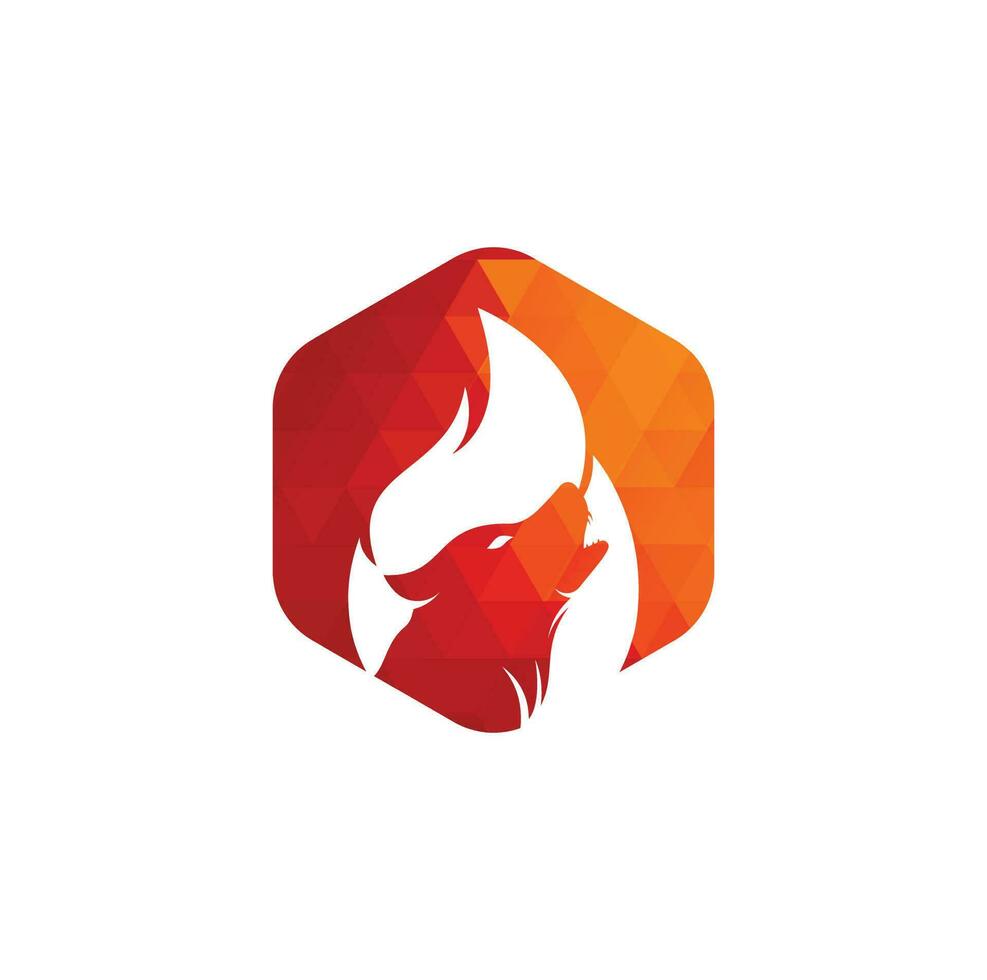 Wolf fire vector logo design template.