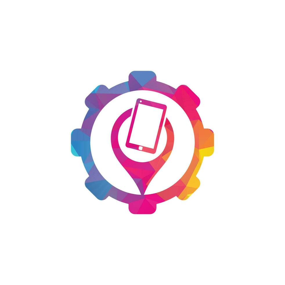 Find device gear logo design template. Device finder icon. Find the phone vector illustration.