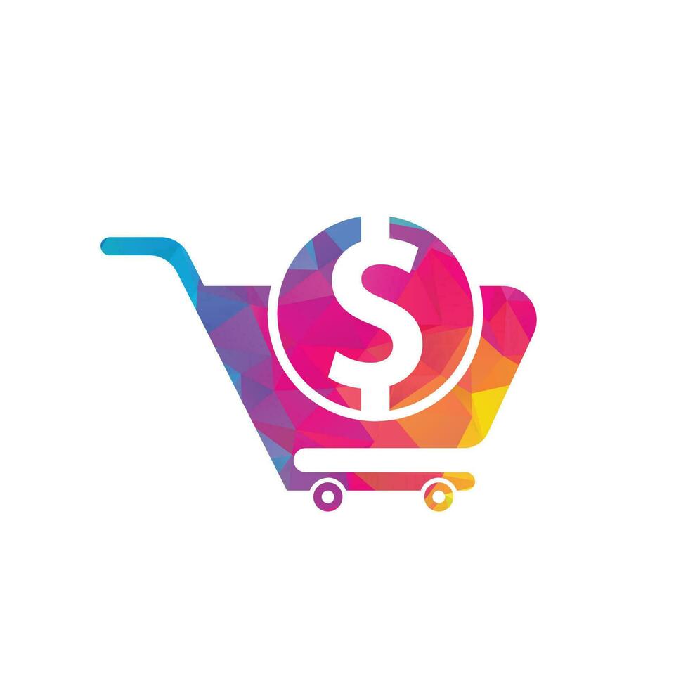 Dollar shopping cart vector icon. Money trolley simple solid icon. Fast Shop Logo Template Design.