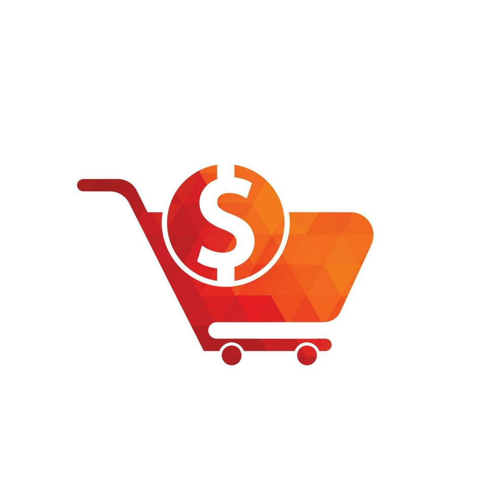 Dollar shopping cart vector icon. Money trolley simple solid icon. Fast Shop Logo Template Design.