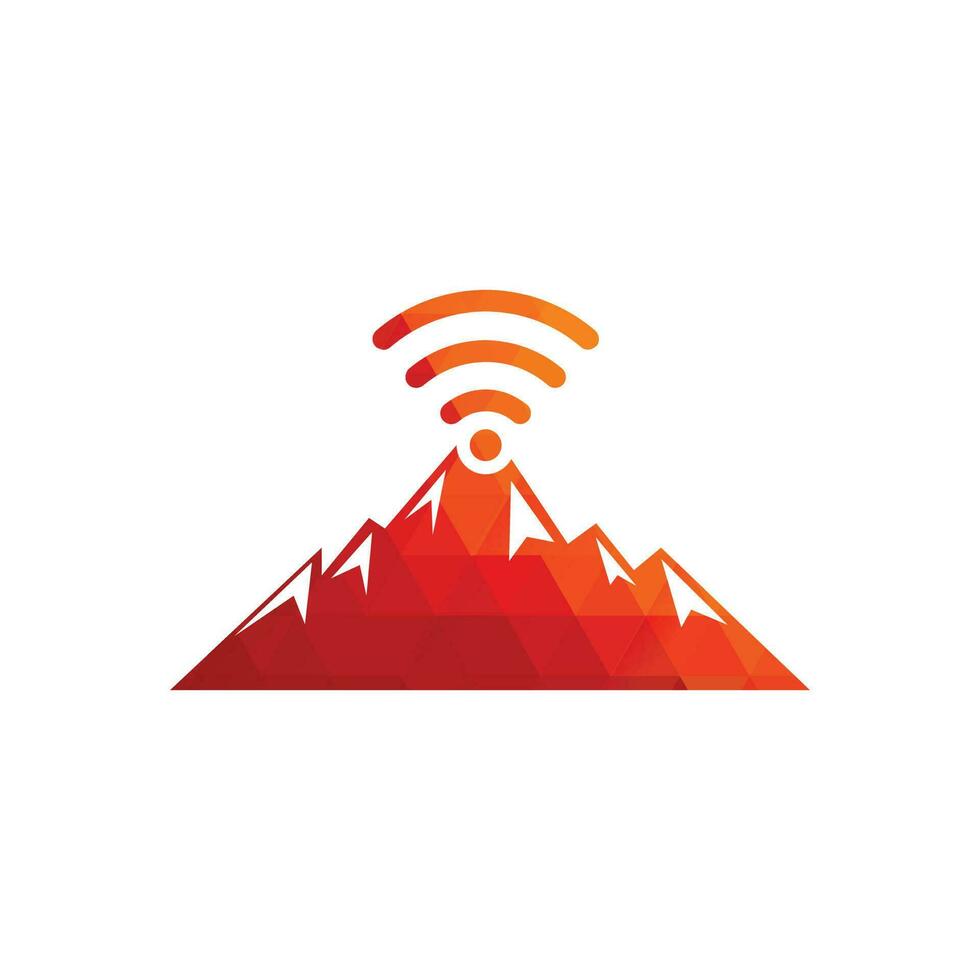 diseño de icono de logotipo de montaña wifi. plantilla de icono de señal de montaña. vector