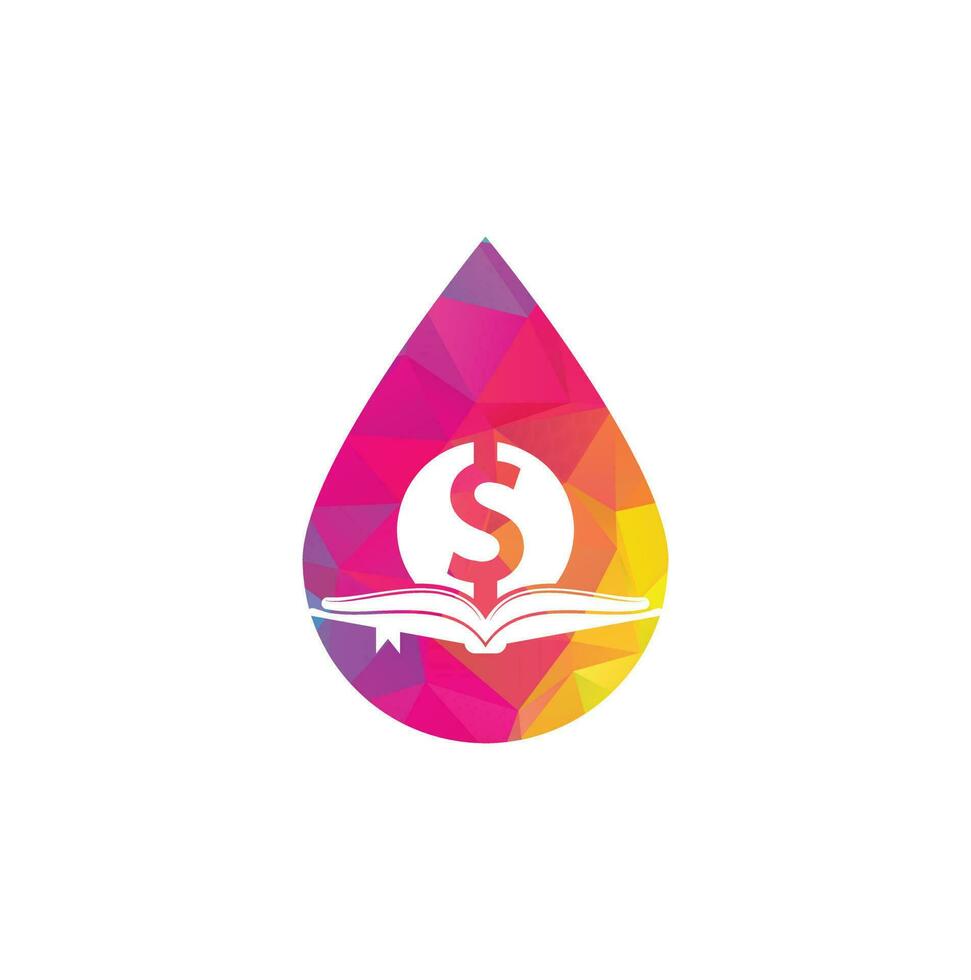 Money Book drop shape Icon Logo Design Element. Doller and book icon with logo vector