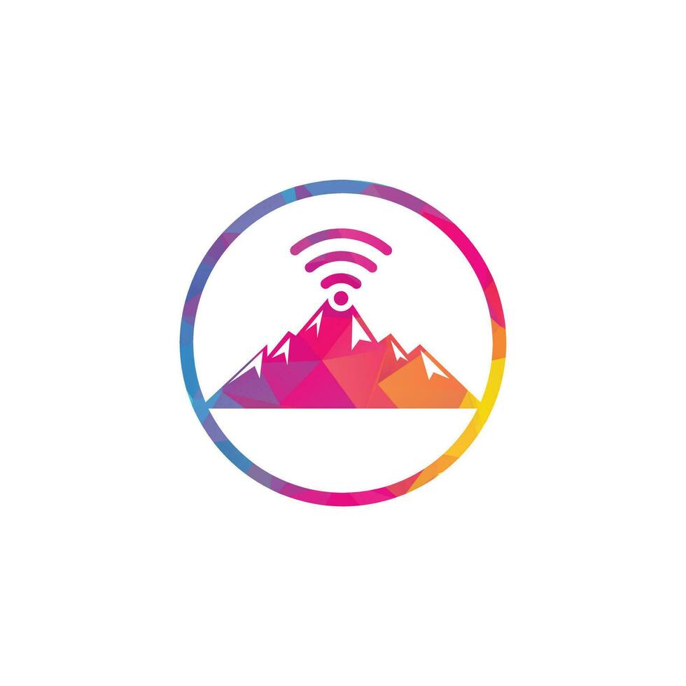 diseño de icono de logotipo de montaña wifi. plantilla de icono de señal de montaña. vector