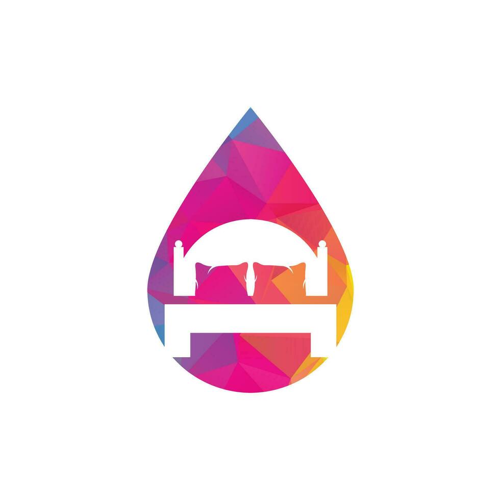 diseño de logotipo vectorial en forma de gota de cama. diseño de logotipo de icono de tienda de cama vector