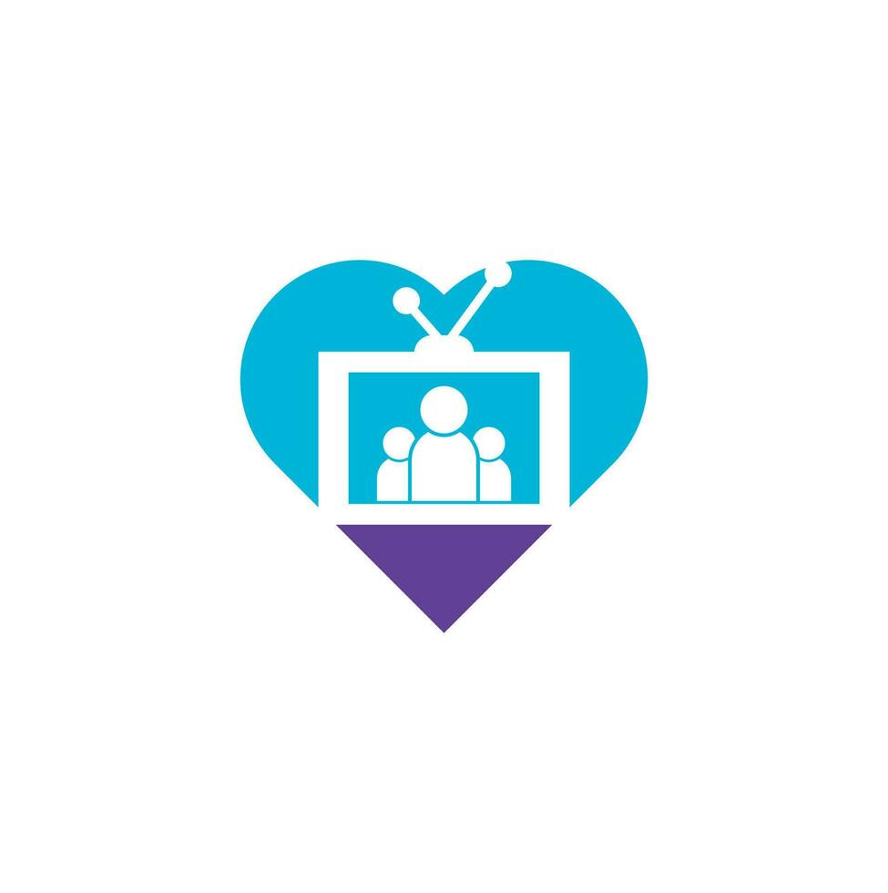 People tv heart shape concept logo design. Family Channel Logo Design Vector Template