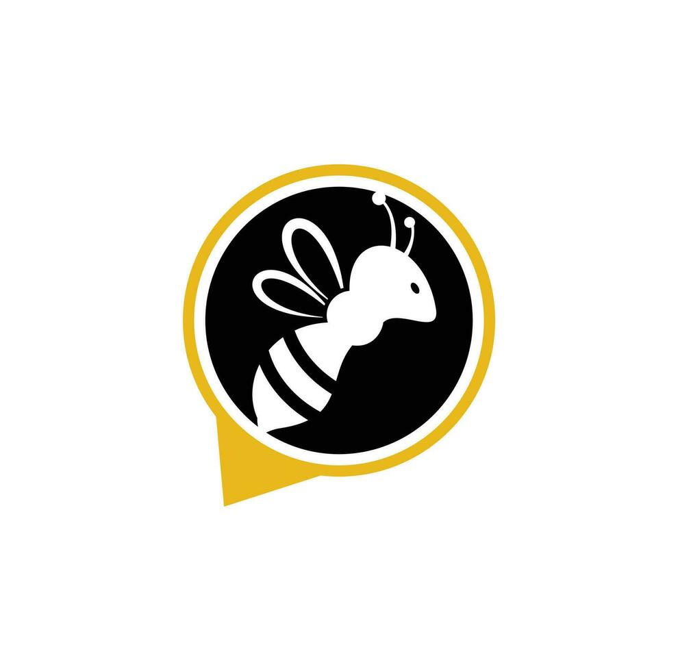 Bee chat logo vector design illustration.