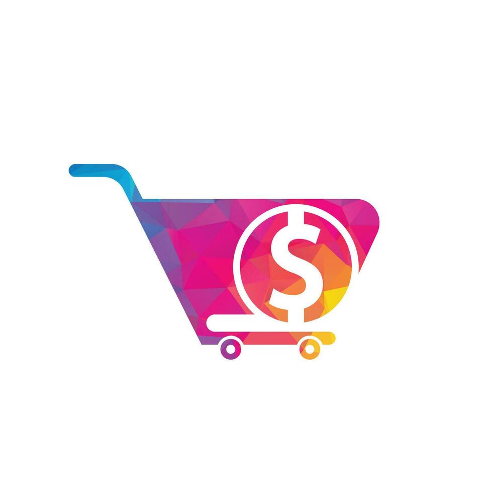 Dollar shopping cart vector icon. Money trolley simple solid icon. Fast Shop Logo Template Design.