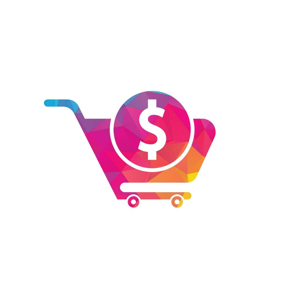 Dollar shopping cart vector icon. Money trolley simple solid icon. Fast Shop Logo Template Design.