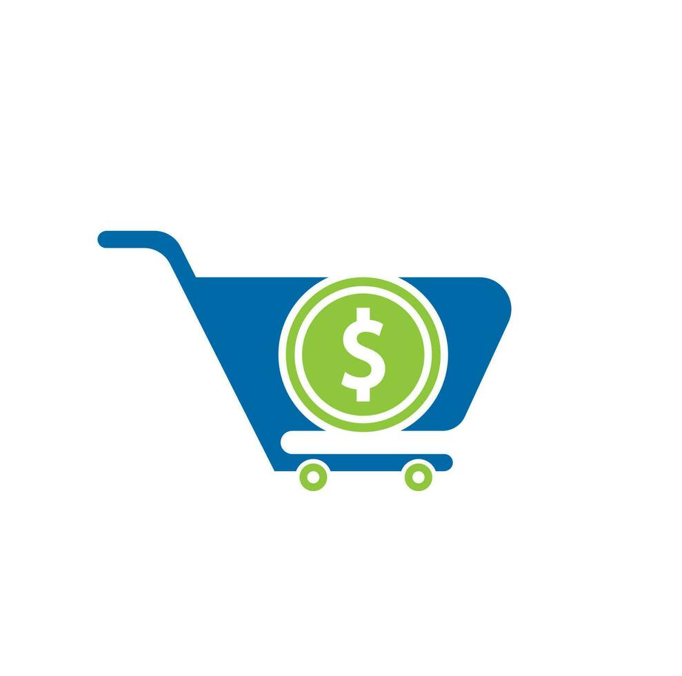 Dollar shopping cart vector icon. Money trolley simple solid icon. Fast Shop Logo Template Design.