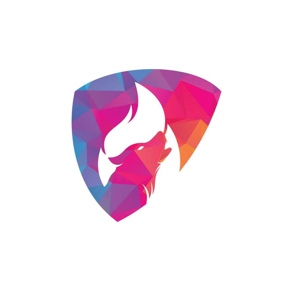 Wolf fire vector logo design template.