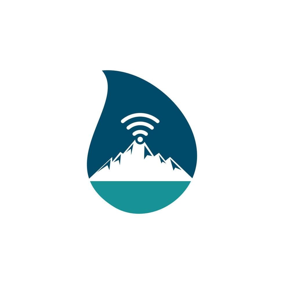 diseño de icono de logotipo de montaña wifi. plantilla de icono de señal de montaña. vector