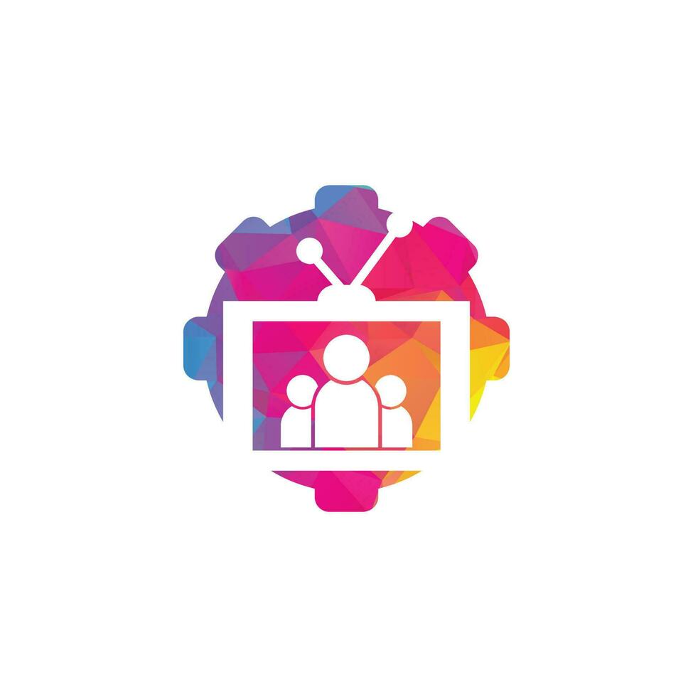 People tv gear shape concept logo design. Family Channel Logo Design Vector Template