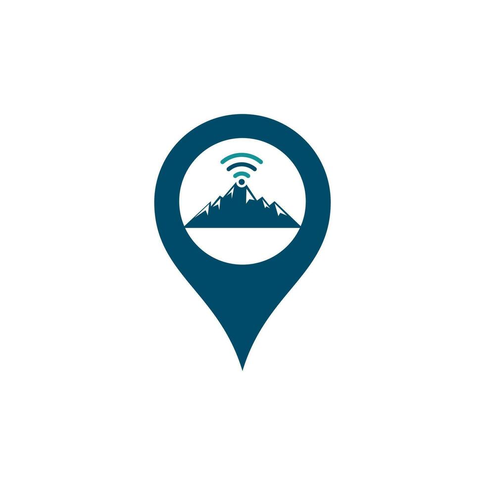 Wifi Mountain gps shape concept Logo Icon Design. Mountain signal icon template vector