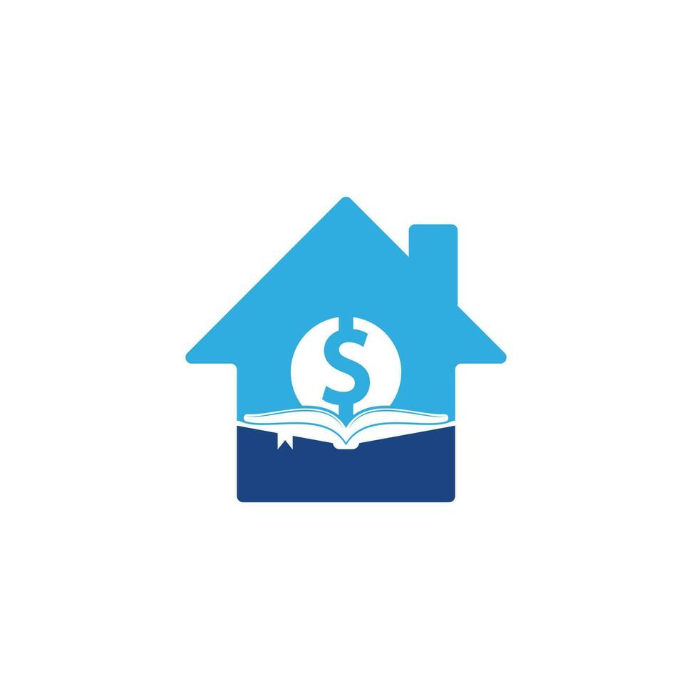 Money Book home shape Icon Logo Design Element. Doller and book icon with logo vector