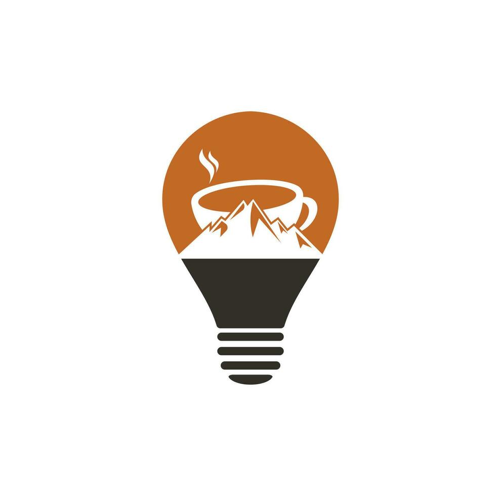 diseño de plantilla de logotipo de concepto de forma de bulbo de café de montaña. icono de diseño de logotipo de café vector